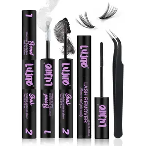 3pcs/set Lash Bond And Seal Kit, 10ml Individual Lashes Glue And Seal Super Strong Hold DIY Lash Extension And Lash Glue Remover 4.5ml Kit With Eyelash Brush And Lash Tweezers, Hypoallergenic Liquid Glue for DIY Extensions and Personal Makeup