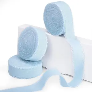 Light Blue Ribbon 5/8 Inch x 18Yards 3 Rolls  Blue  Ribbon for Graduation  Wrapping  Frayed Fringe Ribbons for  Bridal Shower Wedding Decor DIY Crafts