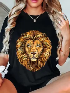 100% Cotton Lion Shirt Boy Womens Lion Shirt Graphic Tees For Women, Men T-Shirt