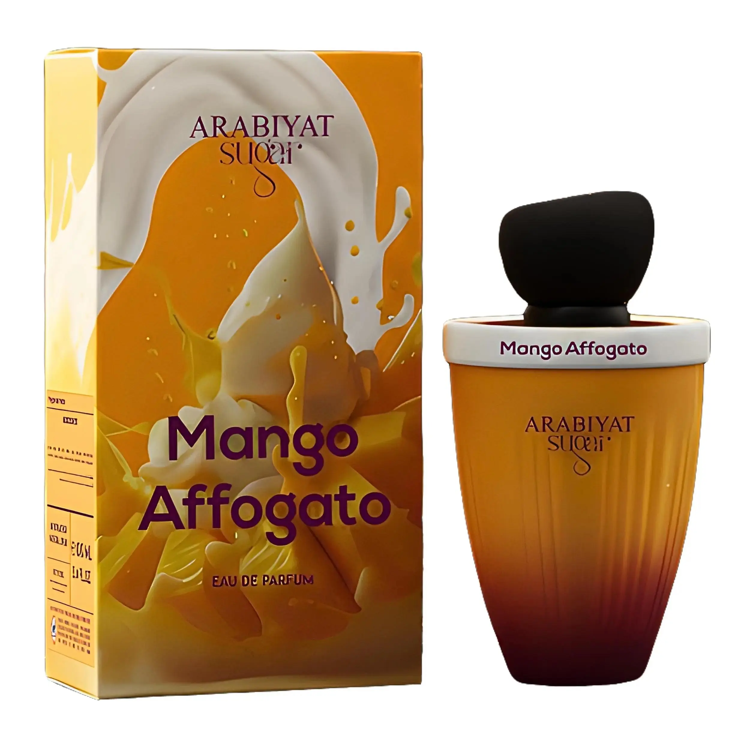 Arabiyat Sugar Mango Affogato Eau De Parfum 3.4fl.oz - Unisex Bold Fruity-Oriental Fragrance with Mango, Nutmeg, Saffron, Patchouli & Vetiver Notes; Saffron Adds Golden, Sweet Warmth