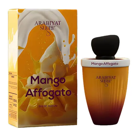 Unisex Arabiyat Sugar Mango Affogato Eau De Parfum - 3.4 fl oz EDP Bottle, Bold & Fun Fruity-Oriental Scent with Exotic Fruit, Nutmeg, Saffron, Patchouli, Vetiver & Akigalawood Base; Saffron Adds Golden Sweet Warmth, Aromatic Fruity Fragrance for Adults