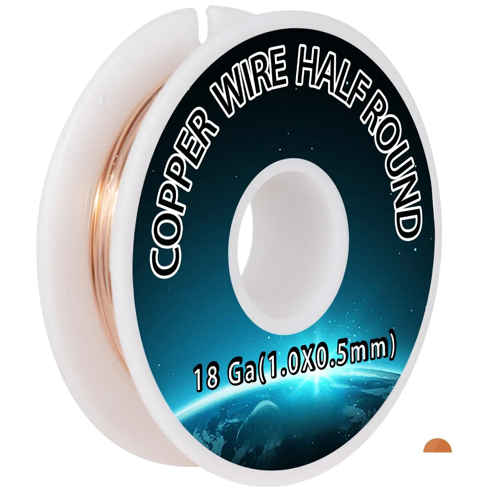 Half Round Pure Copper Wire 18 Gauge 1.02x0.51mm - 1.3 Oz (33 Feet) Soft Temper Conductive For & Electrical Crafts