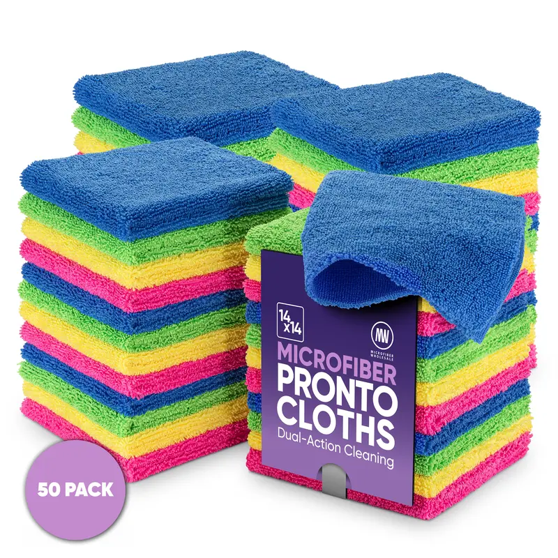 Pronto Cloth Hybrid Microfiber | New 2-in-1 Dual-Sided Scrub & Polish Towel | Scratch-Free & Reusable Professional Grade 14x14 Cloth for Auto, Kitchen & Home Cleaning