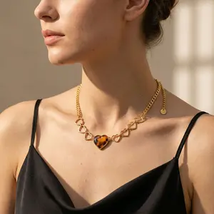 2 Styles Heart & Butterfly Choker Necklaces for Women, 18K Gold Plated Stainless Steel Link Chain, Hypoallergenic Y2K Aesthetic Jewelry, Everyday Wear Birthday Gift for Her