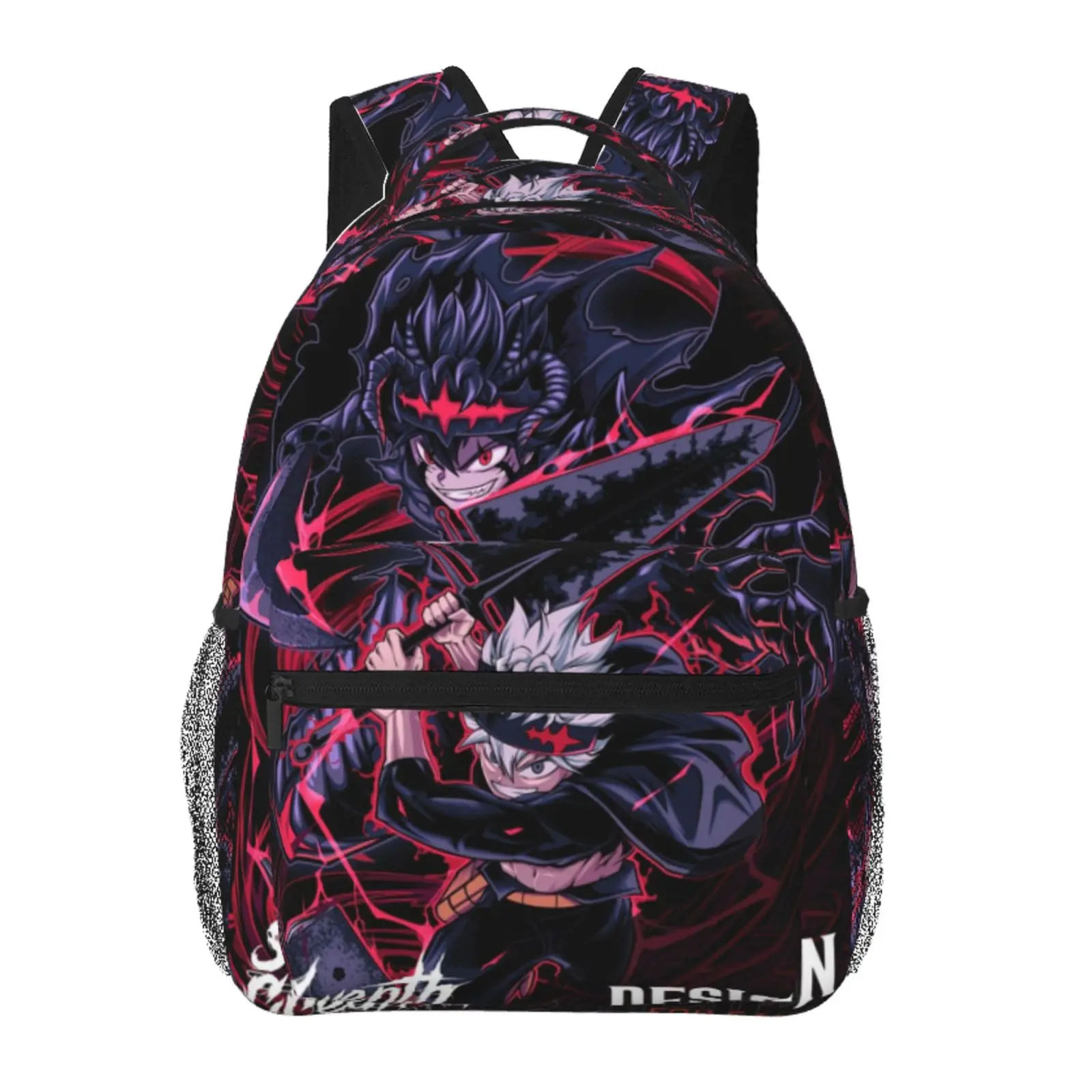 Black Clover Easy-Clean Large Capacity All Over Print Backpack for Picnic Camping and Short Getaway Cartoon Merch Casual Shoulder Bag Gift for Kids Adults