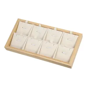 Unique Bargains Bamboo Wood Pendant Tray, Stackable Storage Jewelry Tray Showcase Display Organizer for Pendants