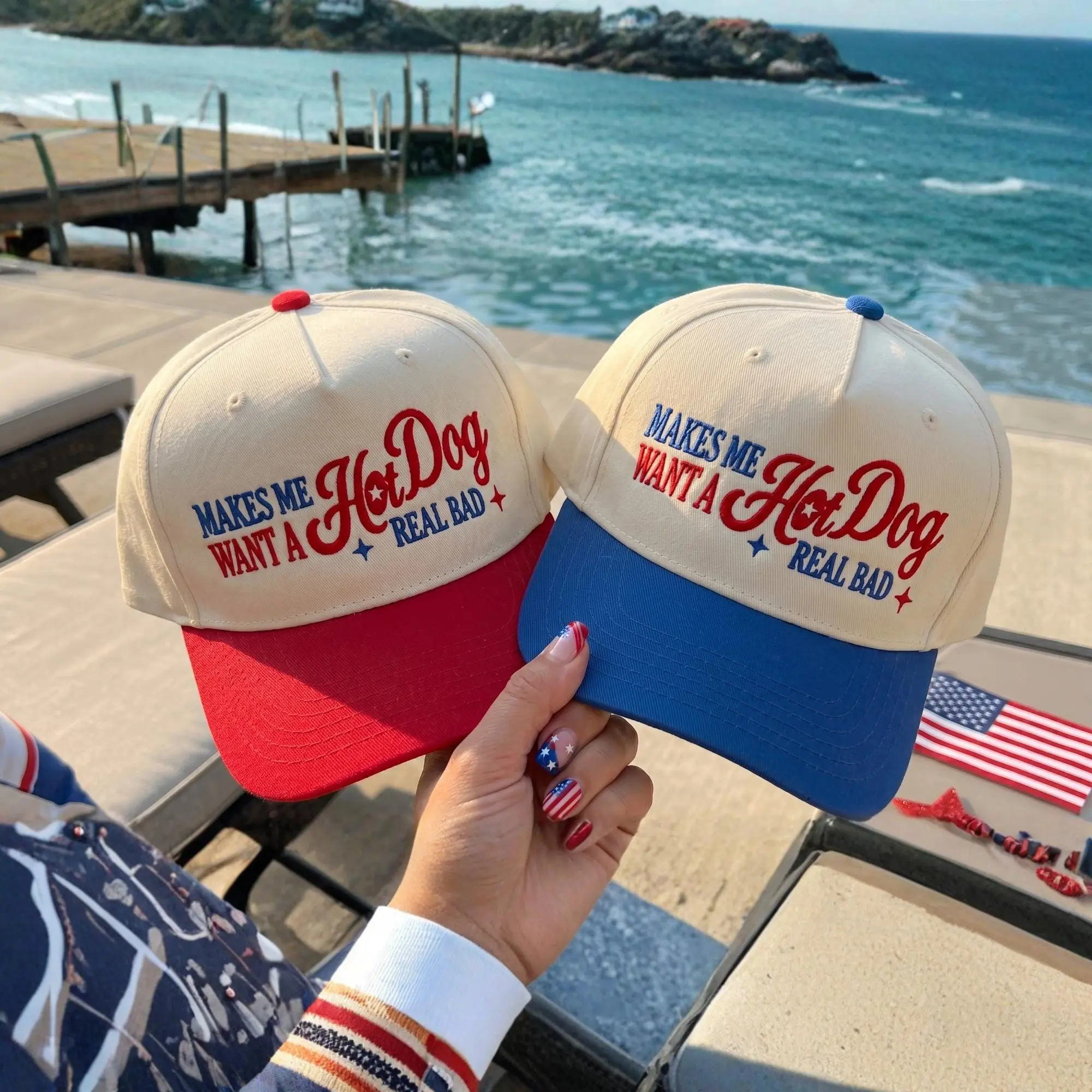 Embroidered Makes Me Want A Hot Dog Real Bad Trucker Hat Unisex Hat 4th July Hat
