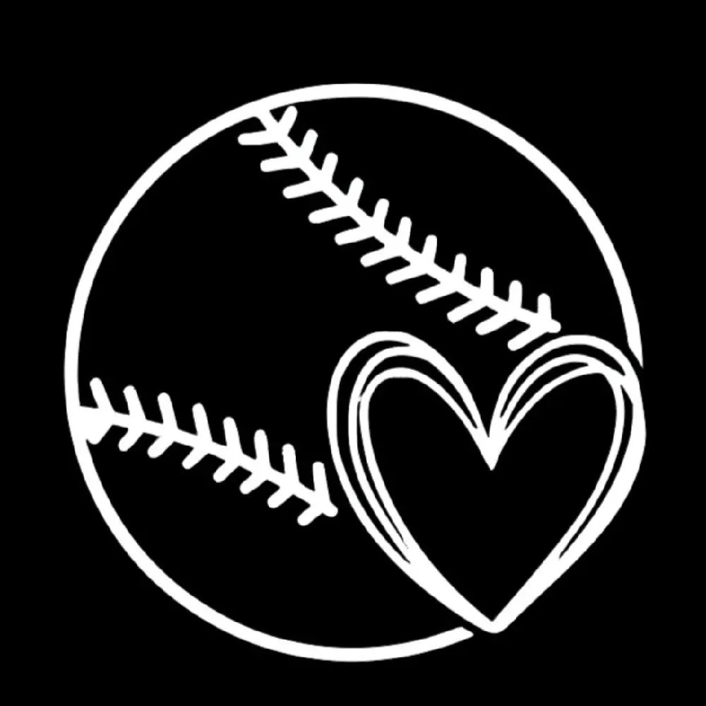 Softball Baseball Mom with Heart Decal Vinyl Window Decal for Vehicle Windows Boats RVs Office Desks Laptops Easy to Install, self adhesive, several colors and sizes.