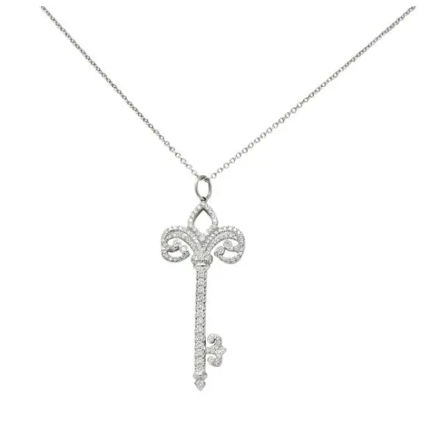Pre-owned Tiffany & Co. Dia Fleur De Lis Key Pendant Necklace，non full set
