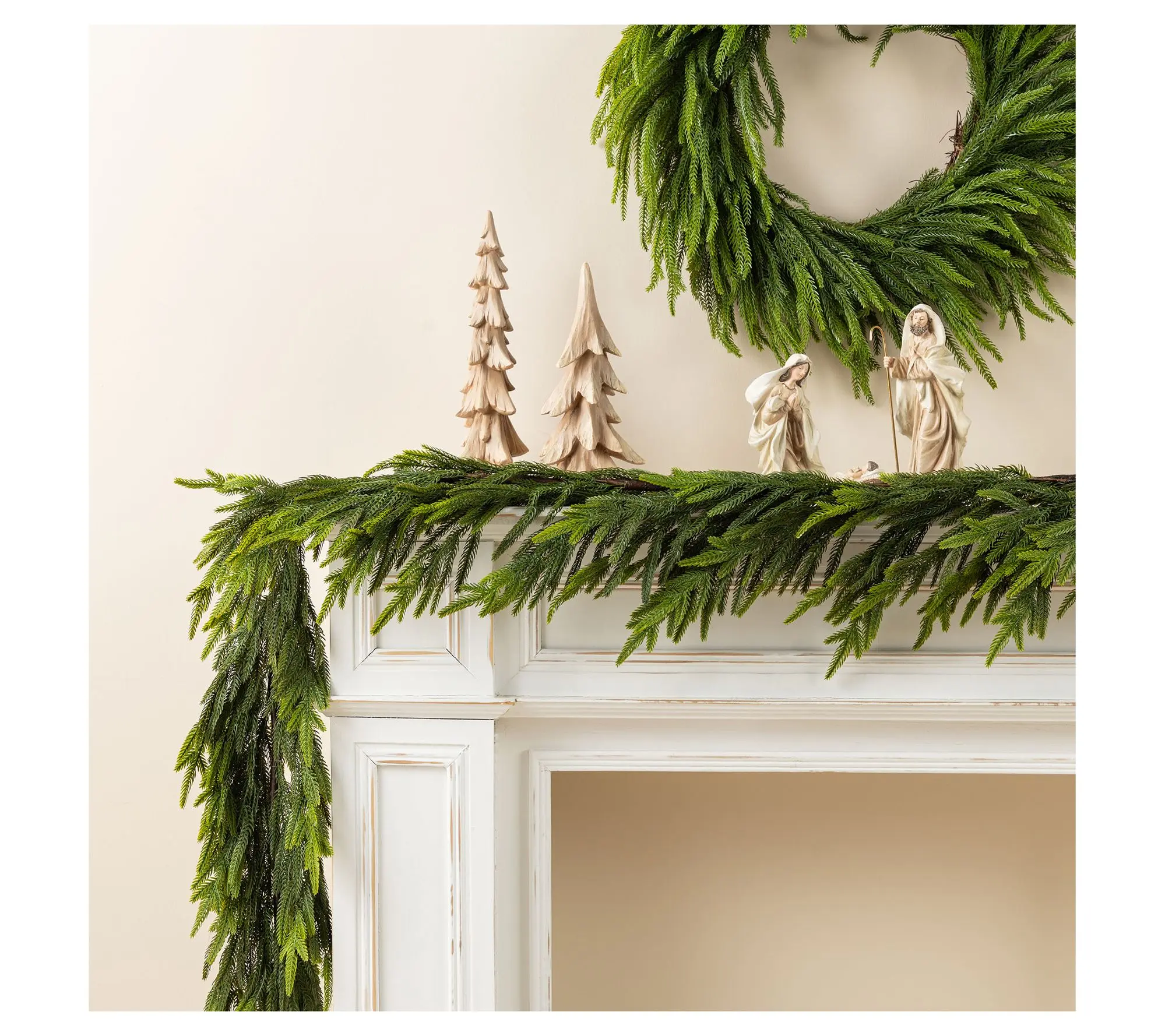 Glitzhome 6' Christmas Green Pine PE Garland Set of 2 Glitzhome 6' Christmas Green Pine PE Garland Set of 2