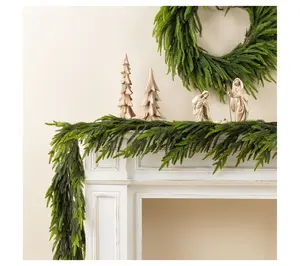 Glitzhome 6' Christmas Green Pine PE Garland Set of 2 Glitzhome 6' Christmas Green Pine PE Garland Set of 2