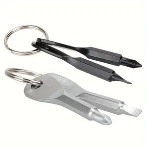 2pc Multi-Tool Keychain with Slotted Cross Screwdriver, Durable & Portable Tool Accessory Camping Tools for Camping/hiking/bags