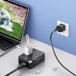 Universal 100V-220V Travel Converter，250W Voltage Converter with 2 USB and 2 USB-C Charging Ports and 3 AC Plugs for curlers, straighteners, Included Plugs are Type A, C, D, G, I, L