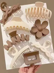 Matte Hair Clips 8-Piece Set, Soft Commute Essential, Milk & Dark, Fits All Daily, Secure Grip, No Pulling, Non-Slip