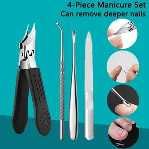 4-Piece Professional Stainless Steel Manicure Kit, Multi-Functional Nail Care Set, Sharp Blades & Spring Design, Home Beauty Tools