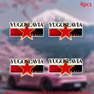 4pcs-Yugoslavia - Brotherhood and Unity Sticker-car stickers for doors, windows, laptops, luggage, furniture and bumpers-durable adhesive vinyl material