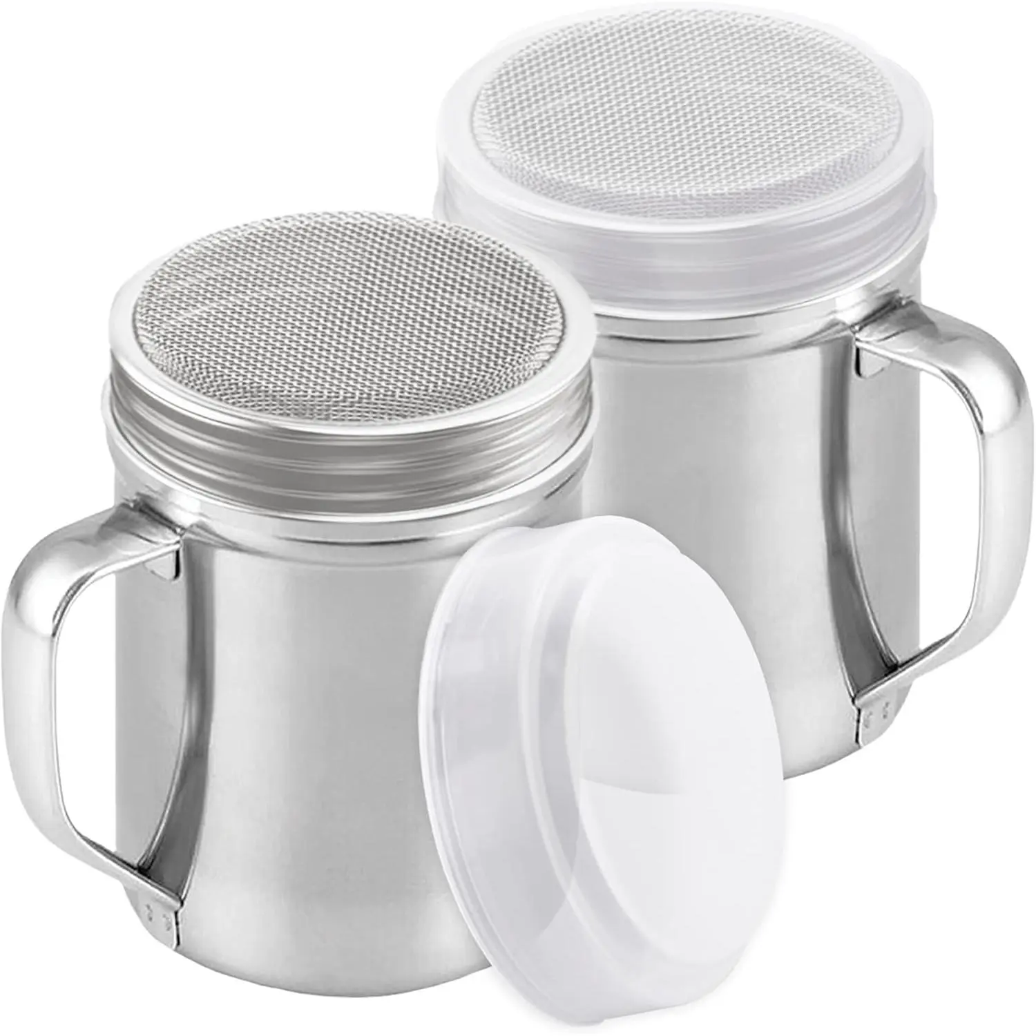 Powdered Sugar Shaker Duster - With Handle - Cinnamon Shaker For Coffee Bar - Fine Mesh Dredge - 6 ounce, pack of 2 | Style: Fine