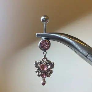 Pink rhinestone bellyring