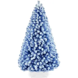 Best Choice Products Artificial Flocked Christmas Tree, 6ft Premium Unlit Colorful Pine Holiday Décor w/Full Branches, Metal Stand - Baby Blue