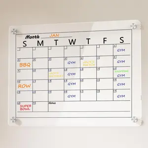 Acrylic Calendar Whiteboard for Wall, Small Clear Monthly Planner Dry Erase White Board for List, Kitchen, Planning, Memo