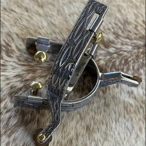 Pair Adult Size Western Stainless Steel Barbed Wire Design Spurs