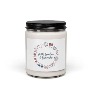 Faith Freedom & Fireworks Soy Candle | 9oz Patriotic Christian Decor
