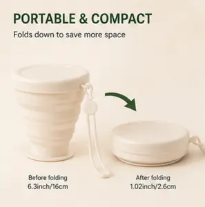 2 Pcs  Silicone Collapsible Cups with Lids, Portable Foldable Travel Water Cups for Outdoor Camping Hiking, Random Multi Colors