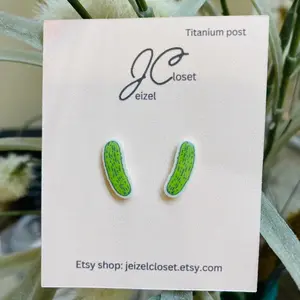 PICKLE stud earrings. Handmade. Hypoallergenic