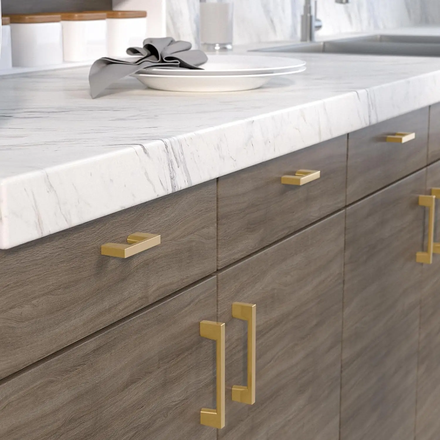 Richelieu Hardware 3-3/4 in. (96 mm) Center-to-Center Contemporary Cabinet Drawer Pull Champagne Bronze