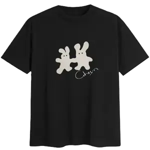 Clairo Charm Bunny T-Shirt Cotton Fabric Menswear Top Unisex Retro Casual Tee