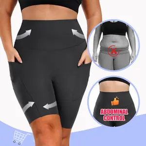 [Size up recommended] Viconow Tummy Control Workout Shorts for Women with Pockets - High Waist Bike Shorts for Gym Workout Athletic Running Yoga Casual Daily Wear Solid Color Comfortable Fit