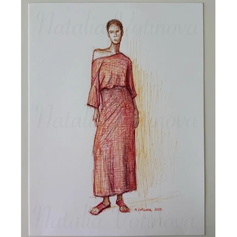 Fashion illustration by Natalia Votinova 9x12 - Original Artwork – Signed