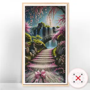 Landscape Pattern Cross Stitch Kits Without Frame,New Tools Cross Stitch Printed Canvas Waterfall Handmade Gift