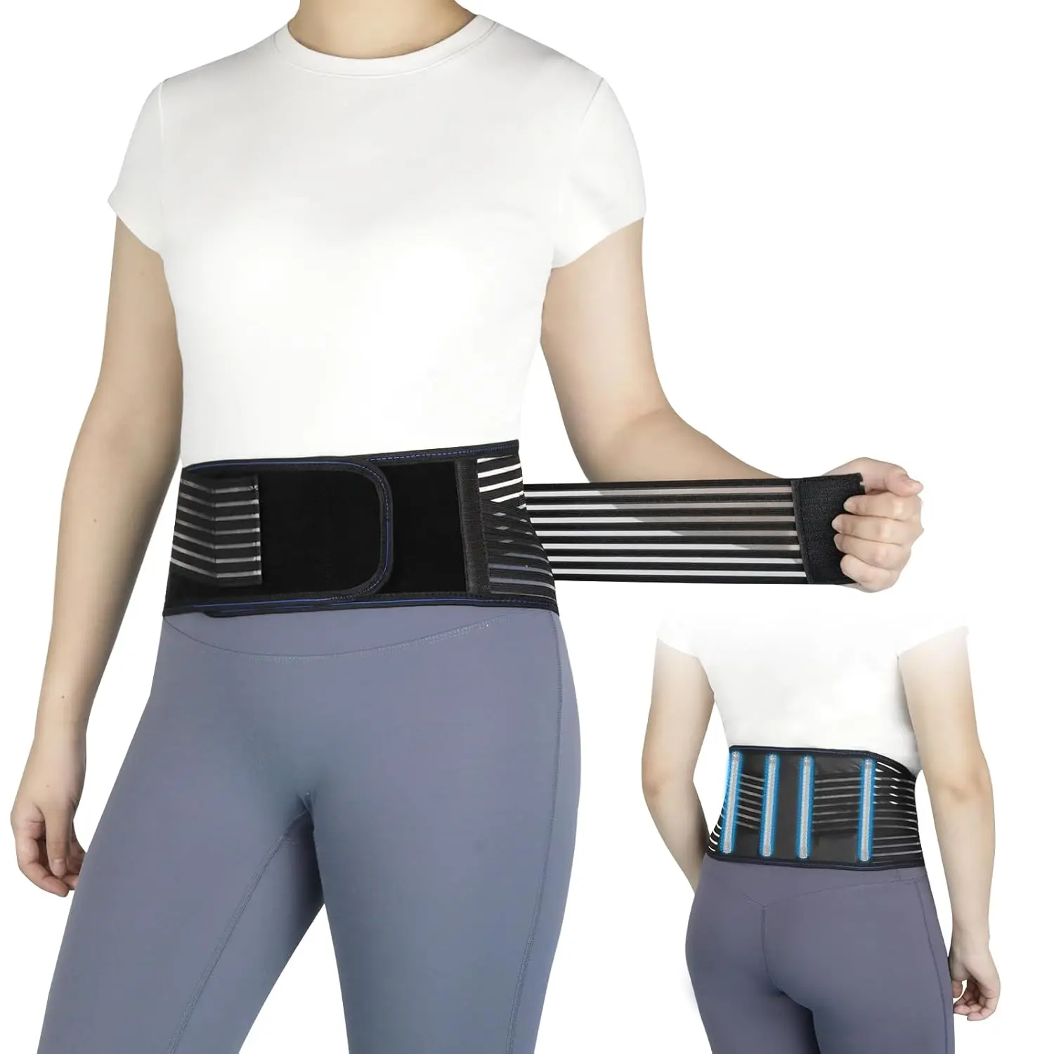 Men's Compression Self-Heating Lumbar Back Brace with 4 Reinforced Stays, for Back Pain Relief, Herniated Disc (Black, X-Large)