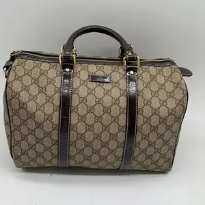 Pre-owned GUCCI Retro Monogram Patent Trim Hand Carry Travel Bag/AR06124225/4225