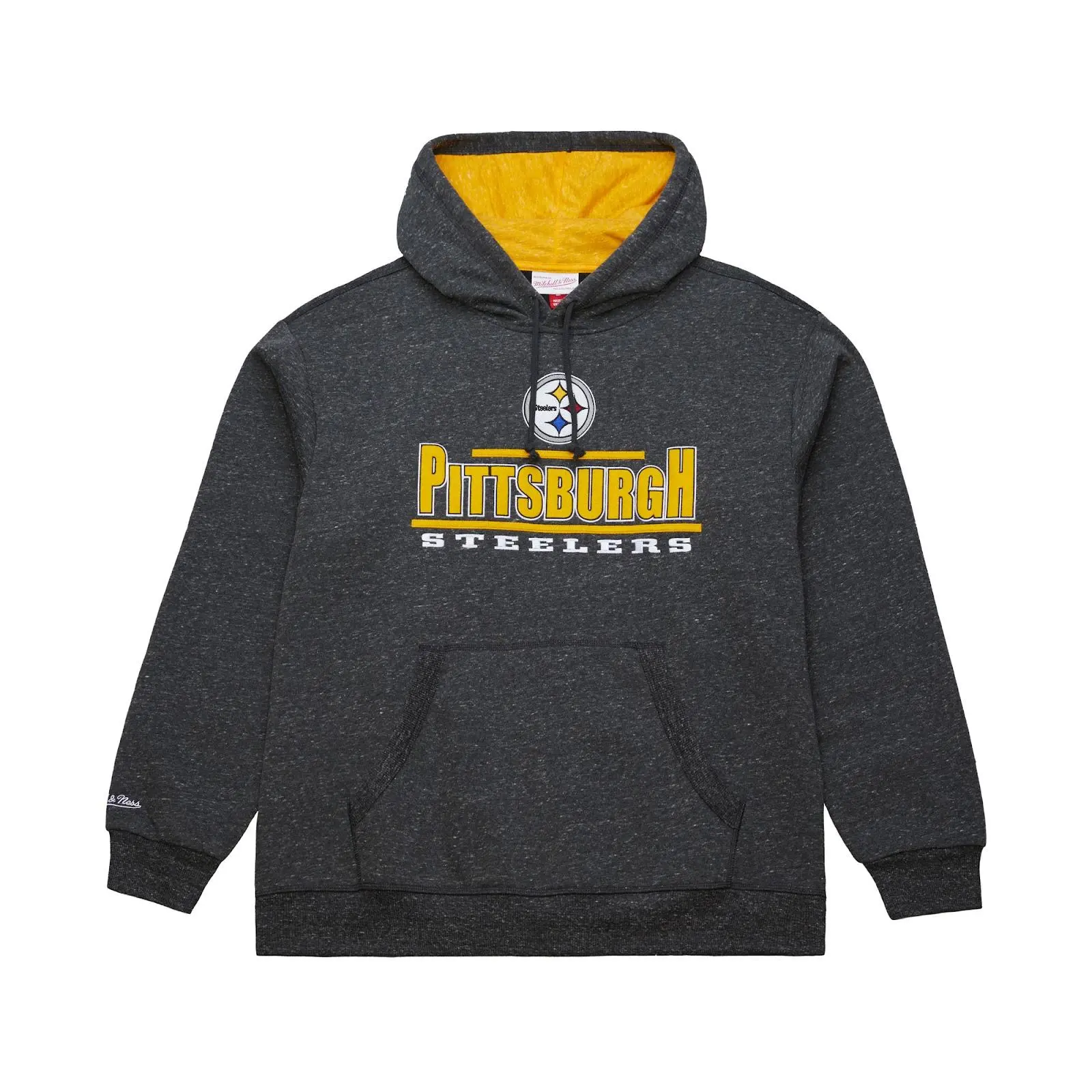 Pittsburgh Steelers Charcoal Throwback Fleece Hoodie NFL Sweatshirt Vintage Fan Gear Mitchell & Ness