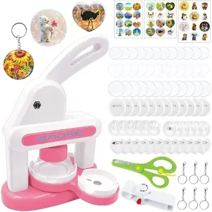Button Maker Machine 2025 New,70Pack Pin Maker Installation-Free 55mm+35mm DIY Maker Press Machine Kit,Badge Press Machine,with 36pcs Button(6)&6 Keychain&Circle&Scissors