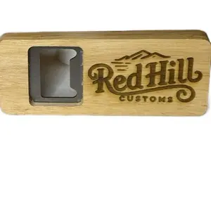 Red Hill Customs Custom Bottle Opener - Wooden Design with Engraved Logo