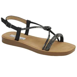 RECTANGLE-25 WOMEN'S SANDAL ANKLE STRAP RHINESTONE EMBELLISHED