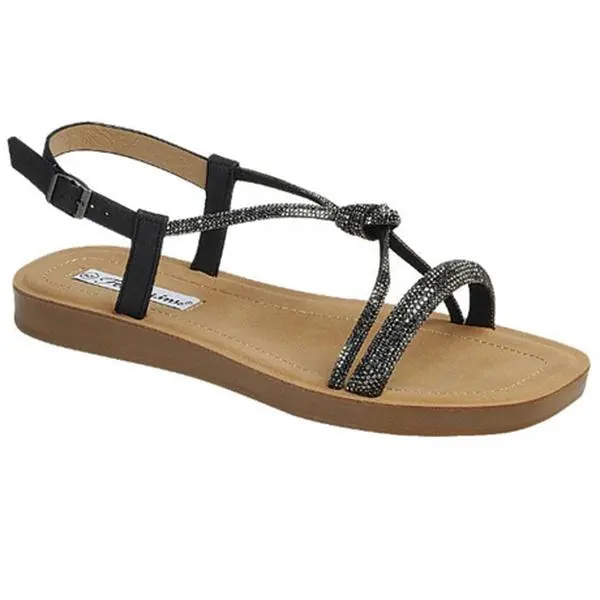 RECTANGLE-25 WOMEN'S SANDAL ANKLE STRAP RHINESTONE EMBELLISHED