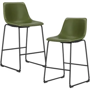 2-Pack Adjustable Height Barstools – 36" or 39" Counter Height, Faux Leather Swivel Chairs with Metal Legs & Footrest, Ideal for Kitchen Island, Pub, Café, Home Office – Available in Black/Brown/Green
