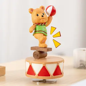 Circus Bear Balancing Ball Rotating Music Box, Adorable Circus-Themed Musical Toy, Perfect Gift for Kids & Collectors
