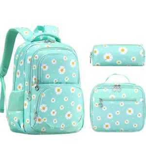 2026 popular elementary school chrysanthemum three piece backpack with large capacity anti splash flower print school bags