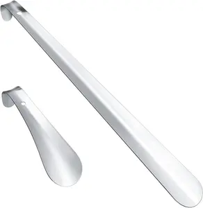 2 PCS Stainless Steel Shoe Horn Long Handled Shoe Lifter, 16.5 Inch Long and Portable Handled  for Pregnancy, Men, Women and Kids Footwear Bridal