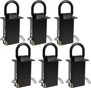 Trailer Stake Pocket D Ring 16200lbs Heavy Duty Removable Adjustable D-Ring Stake Pocket Tie Downs for Utility , Flatbed  w/ 1/2" Hitch Pin (Black, 6 count)