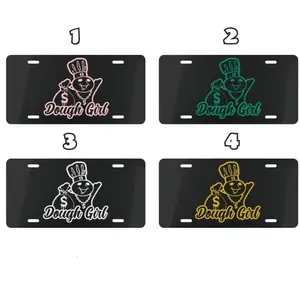 Dough Girl License Plate – Cute Funny Decorative Aluminum Car Tag, 12"x6" Durable Custom Plate with Pre-Drilled Holes, Perfect for Wall or Vehicle