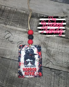 Just A Girl Who Loves Horror Movies Car Hanging Scented Car Air Freshener Freshie Cute Car Truck Accessories Decor Car Charm Girl Car