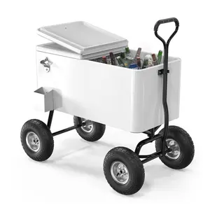 【MothersDayGift】Ubesgoo 80 Quart Wagon Rolling Cooler Ice Chest, w/Long Handle and 10" Wheels, Portable Beach Patio Party Bar Cold Drink Beverage, Outdoor Park Cart on Wheels
