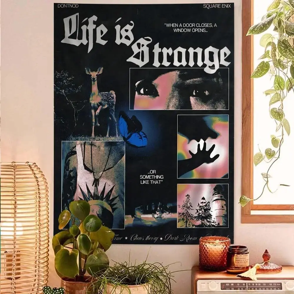 Life is Strange 2 Animal-Themed Camouflage All-Over Print Tapestry Wall Hanging - Tapestry Wall Mural, Bright Colors, Peach Velvet, 30x40in/76x102cm & 80x60in Synthetic Home Decor for Dorm, Picnic Mat Use
