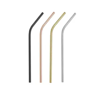Stainless Steel Colored Curved Straws